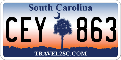 SC license plate CEY863