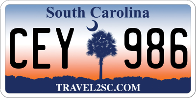 SC license plate CEY986