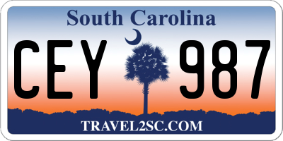 SC license plate CEY987