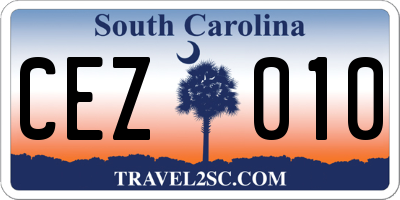 SC license plate CEZ010