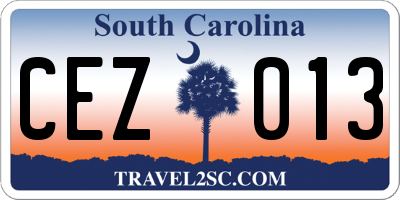 SC license plate CEZ013