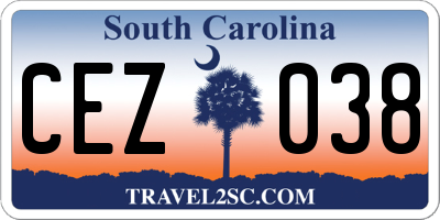 SC license plate CEZ038