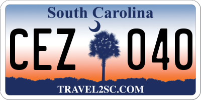 SC license plate CEZ040