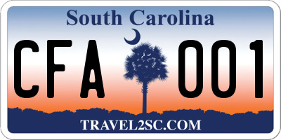 SC license plate CFA001