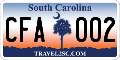 SC license plate CFA002