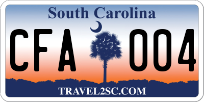 SC license plate CFA004