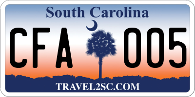 SC license plate CFA005