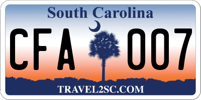SC license plate CFA007