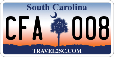 SC license plate CFA008