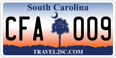 SC license plate CFA009