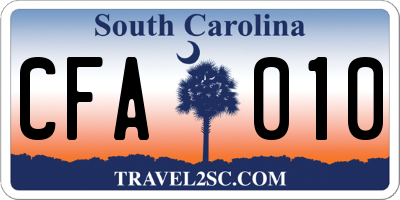SC license plate CFA010