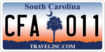 SC license plate CFA011
