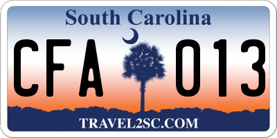 SC license plate CFA013