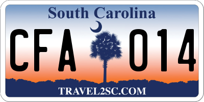 SC license plate CFA014