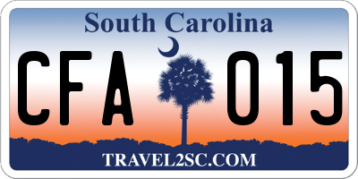 SC license plate CFA015