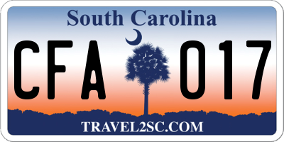 SC license plate CFA017