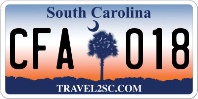 SC license plate CFA018