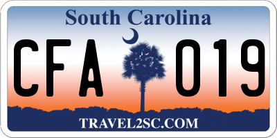 SC license plate CFA019