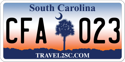 SC license plate CFA023
