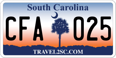SC license plate CFA025