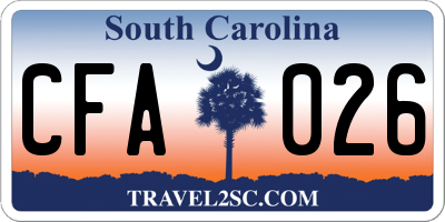 SC license plate CFA026