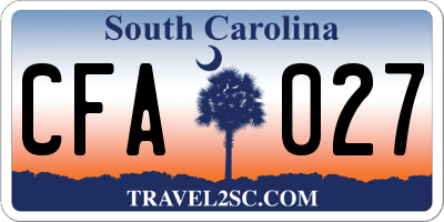 SC license plate CFA027