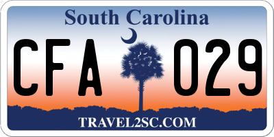 SC license plate CFA029
