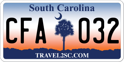 SC license plate CFA032