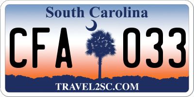 SC license plate CFA033