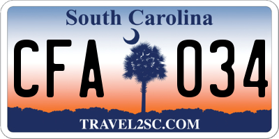 SC license plate CFA034