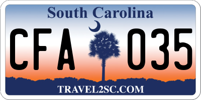 SC license plate CFA035