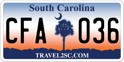 SC license plate CFA036