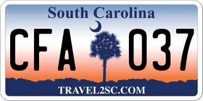 SC license plate CFA037