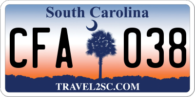 SC license plate CFA038