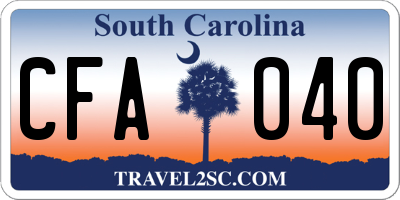 SC license plate CFA040