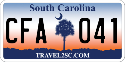SC license plate CFA041
