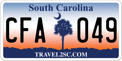 SC license plate CFA049
