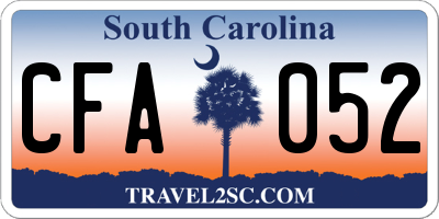SC license plate CFA052