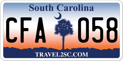 SC license plate CFA058