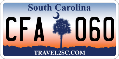 SC license plate CFA060