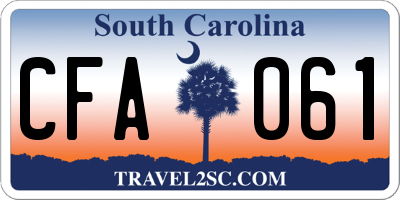 SC license plate CFA061