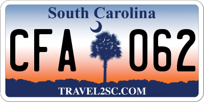 SC license plate CFA062