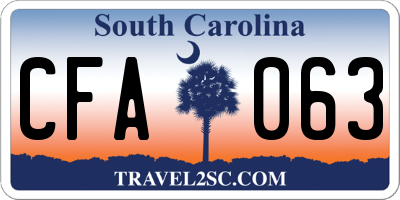 SC license plate CFA063