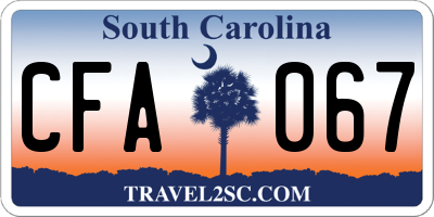 SC license plate CFA067