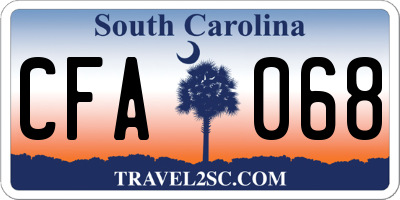 SC license plate CFA068