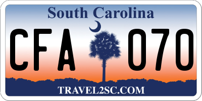 SC license plate CFA070