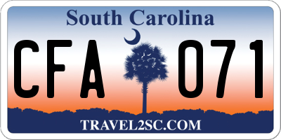 SC license plate CFA071
