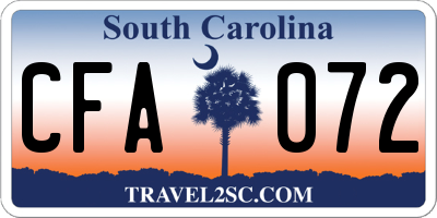 SC license plate CFA072