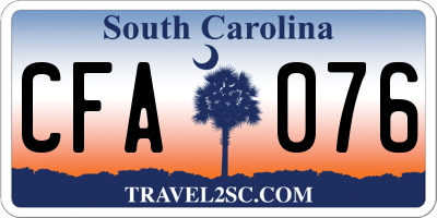 SC license plate CFA076