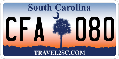SC license plate CFA080